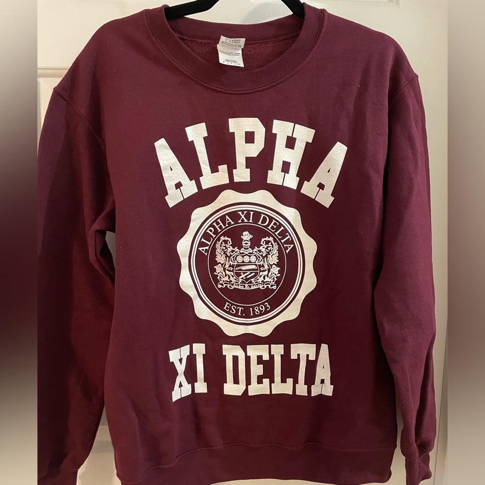 Alpha Xi Delta Maroon Sweatshirt with Crest